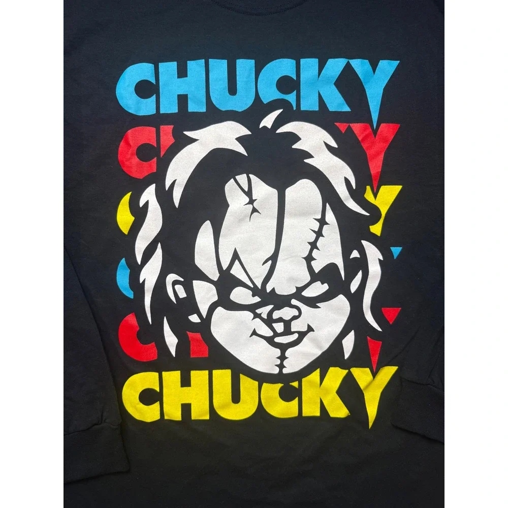 Chucky Horror Movie Graphic Long Sleeve‎ Shirt Black Mens Large Child's Play Tee